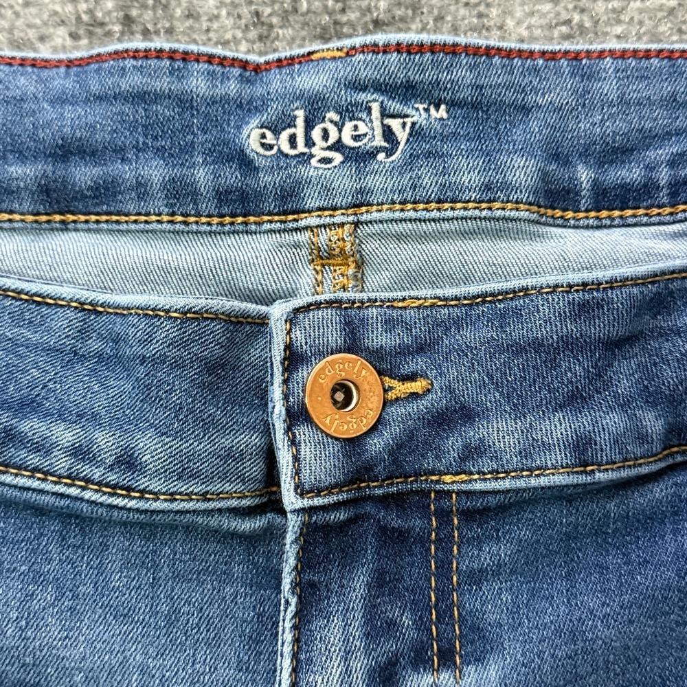 Edgely Womens 22W Short Mid Rise Slim Boot Jeans Raw Hem Stretch Plus Size - Picture 6 of 14